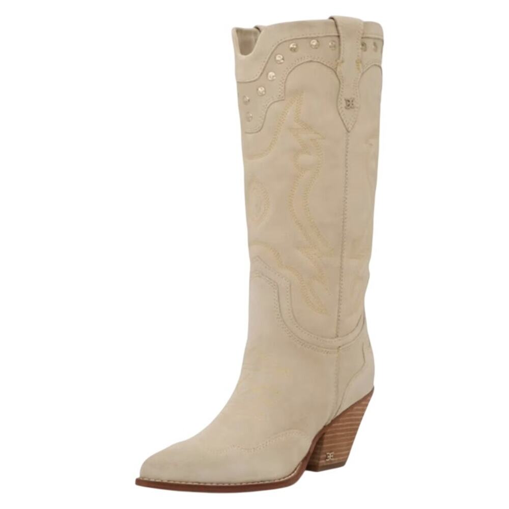 Sam Edelman Cream/Tan Western Knee-High Heeled Boots